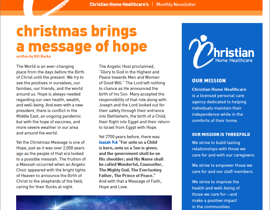December 2021 Newsletter  |  Christmas Brings a Message of Hope